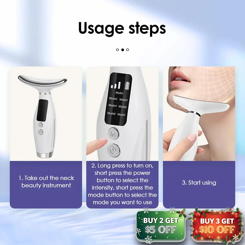 Face & Neck Massager 7-Color LED